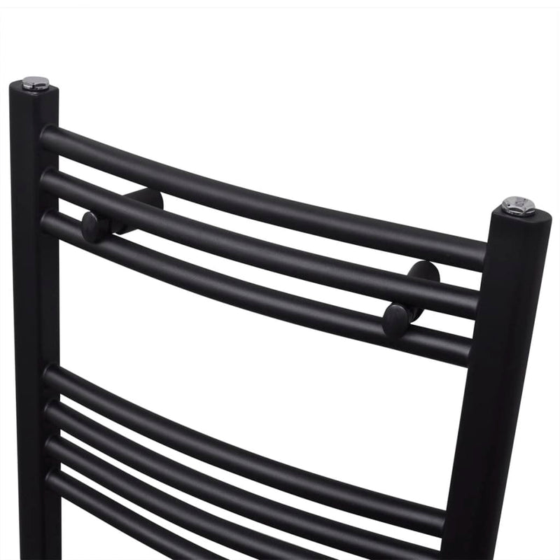 Afbeelding laden in galerijviewer, Vidaxl radiator handdoekenrek gebogen 480x480 mm zwart
