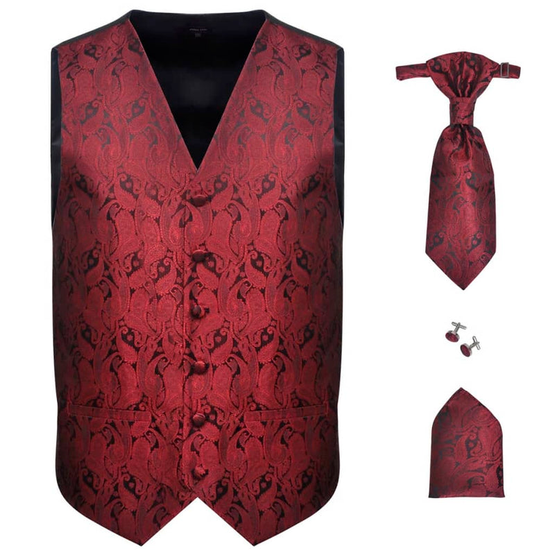 Afbeelding laden in galerijviewer, VidaXL Paisley bruidsvestset voor heren maat 54 bordeauxrood
