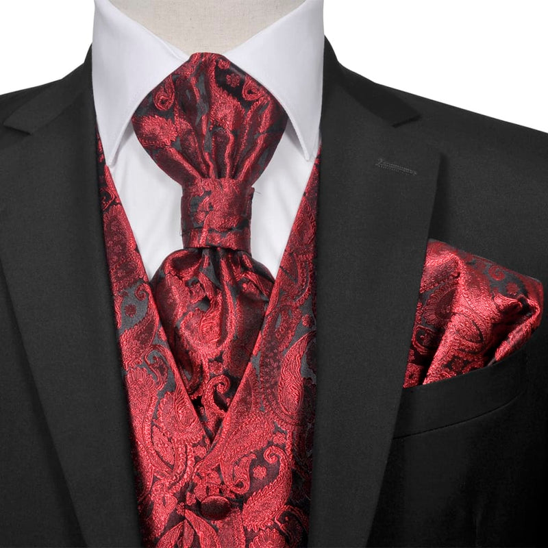 Afbeelding laden in galerijviewer, VidaXL Paisley bruidsvestset voor heren maat 54 bordeauxrood
