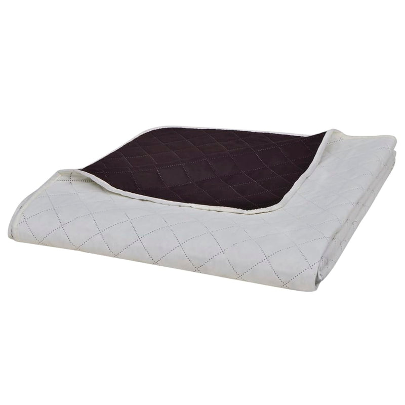 Afbeelding laden in galerijviewer, Vidaxl bedsprei gewatteerd dubbelzijdig 170x210 cm beige bruin
