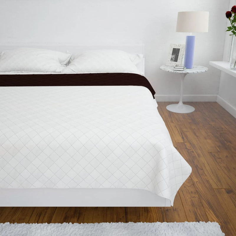 Afbeelding laden in galerijviewer, Vidaxl bedsprei gewatteerd dubbelzijdig 230x260 cm beige bruin
