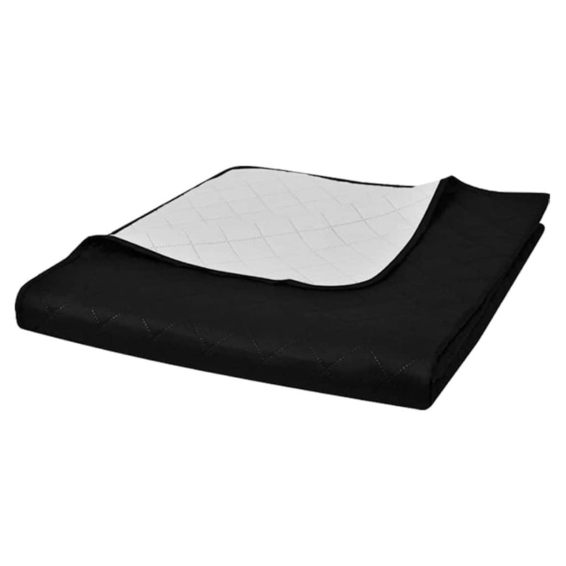 Afbeelding laden in galerijviewer, Vidaxl bedsprei gewatteerd dubbelzijdig 170x210 cm zwart wit

