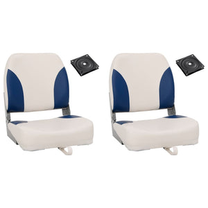 Vidaxl bootstoel 2 set met blauw-witte kussens inklapbaar