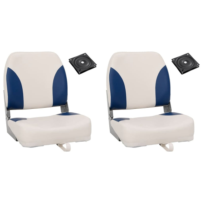Afbeelding laden in galerijviewer, Vidaxl bootstoel 2 set met blauw-witte kussens inklapbaar
