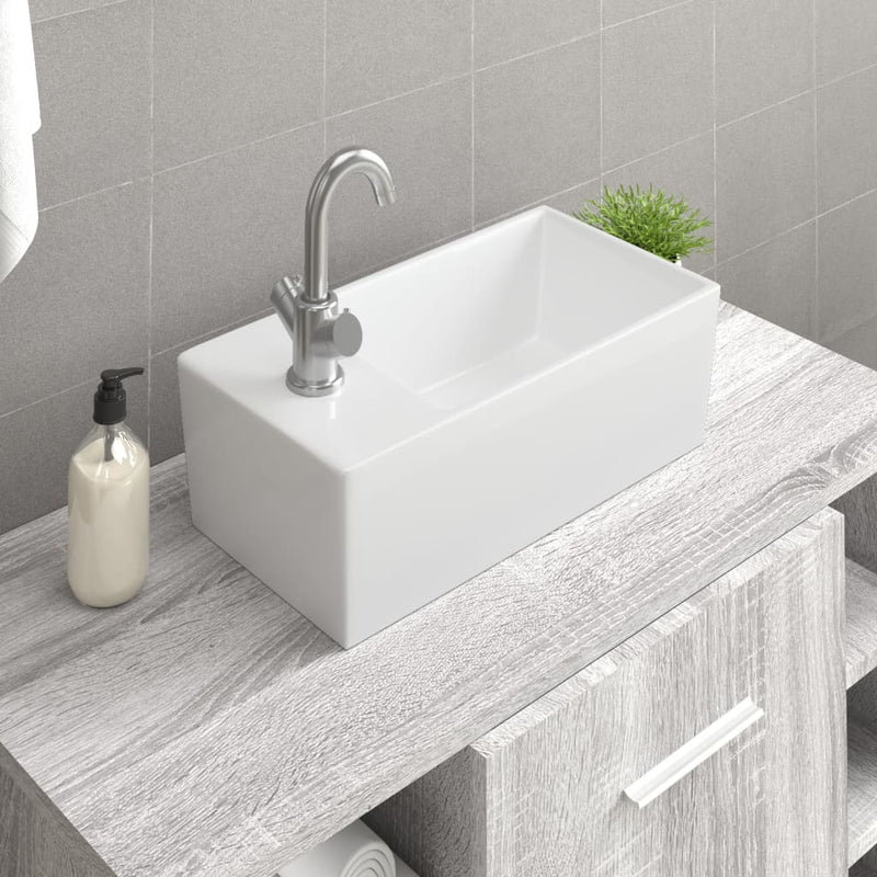 Afbeelding laden in galerijviewer, Vidaxl wasbak 48x25x15 cm keramiek wit
