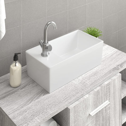 Vidaxl wasbak 48x25x15 cm keramiek wit