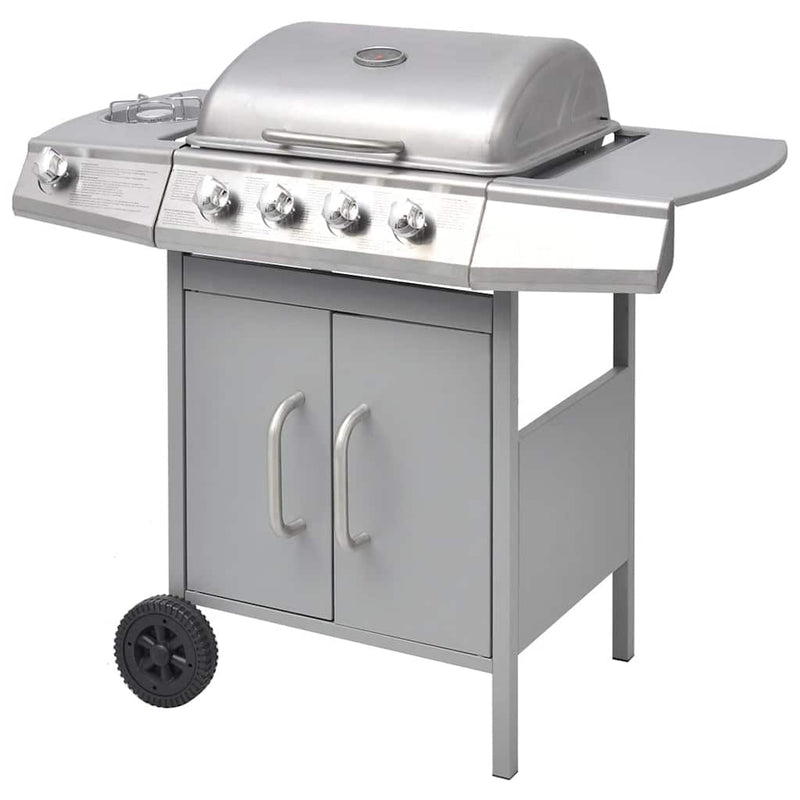 Afbeelding laden in galerijviewer, Vidaxl gasbarbecue 4+1 kookzone zilver
