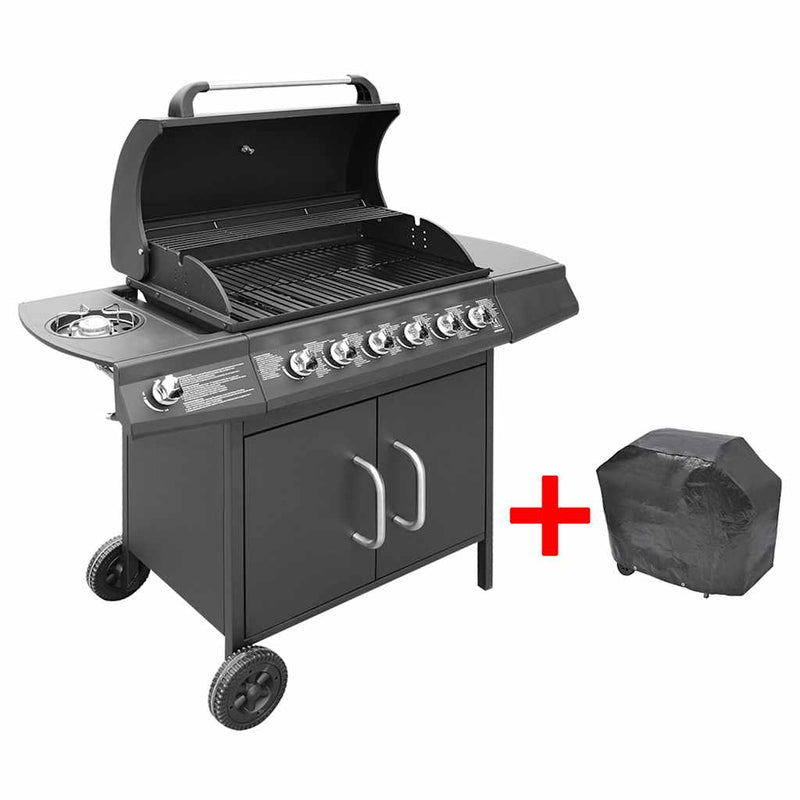 Afbeelding laden in galerijviewer, Vidaxl gasbarbecue 6+1 kookzone zwart

