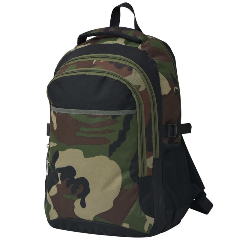 Afbeelding laden in galerijviewer, Vidaxl rugzak voor school 40 l zwart en camouflage
