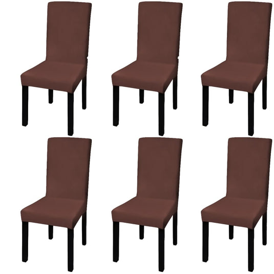 Vidaxl stoelhoezen 6 st stretch recht bruin