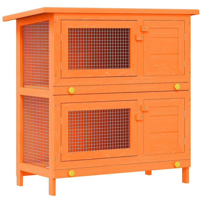 Afbeelding laden in galerijviewer, Vidaxl buitenkonijnenhok voor kleine huisdieren, 4 deuren, hout

