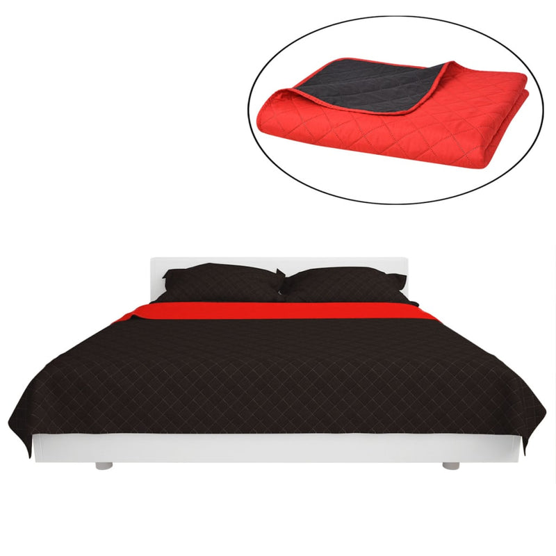 Afbeelding laden in galerijviewer, Vidaxl dubbelzijdige quilt bedsprei rood en zwart 220x240 cm
