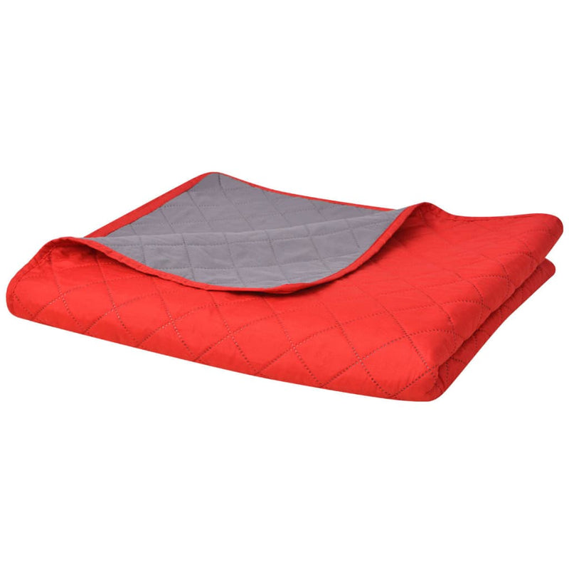 Afbeelding laden in galerijviewer, Vidaxl dubbelzijdige quilt bedsprei rood en grijs 170x210 cm
