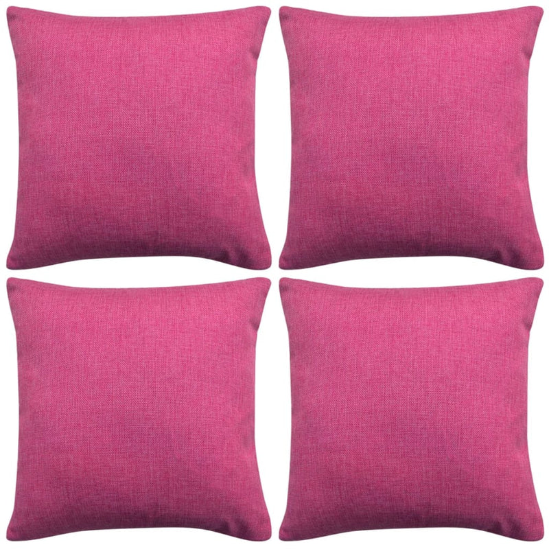 Afbeelding laden in galerijviewer, VidaXL Kussenhoezen 4 stuks linnen look roze 80x80 cm
