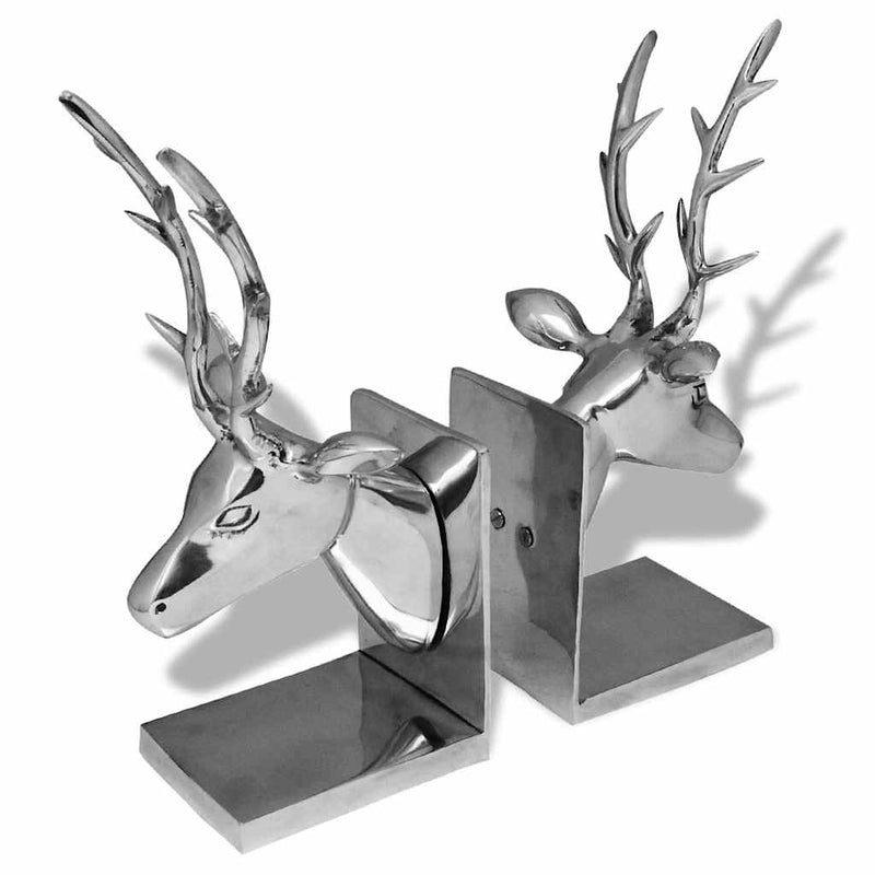 Afbeelding laden in galerijviewer, Vidaxl boekensteunen herten 2 stuks aluminium zilver
