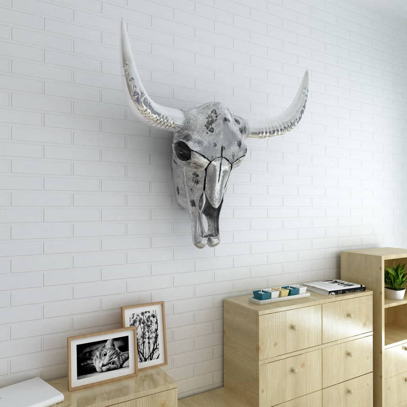 Afbeelding laden in galerijviewer, Vidaxl schedel muurdecoratie aluminium zilver
