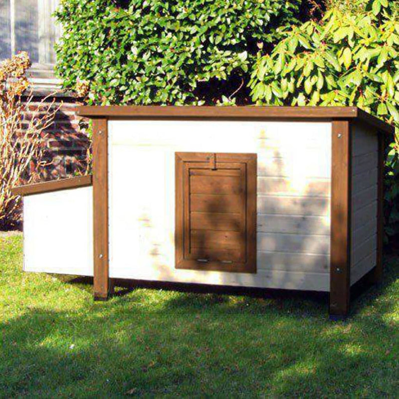 Afbeelding laden in galerijviewer, @pet kippenhok 136x74,5x75 cm hout wit en bruin
