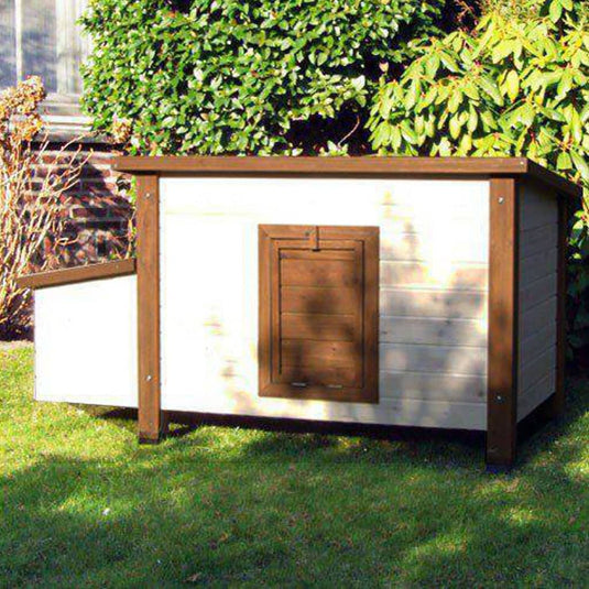 @pet kippenhok 136x74,5x75 cm hout wit en bruin