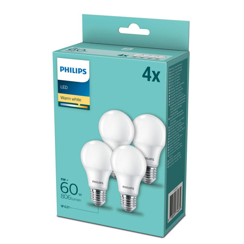 Afbeelding laden in galerijviewer, Philips led lamp 60w e27 warm wit 4 stuks
