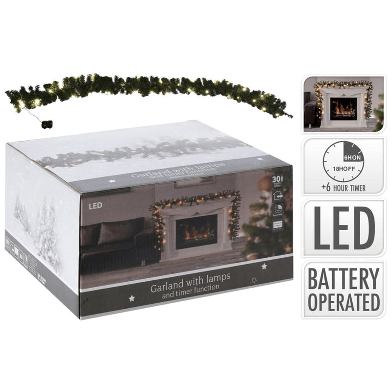 Afbeelding laden in galerijviewer, Ambiance Ambiance Kerstslinger met 30 LED's 270 cm
