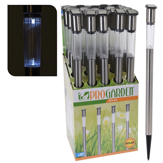Pro garden solar led tuinlamp 3x70 cm rvs