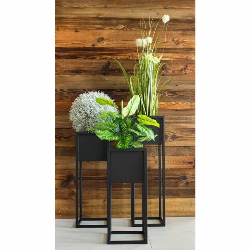 Afbeelding laden in galerijviewer, H s collection bloempot op standaard 60 cm metaal zwart
