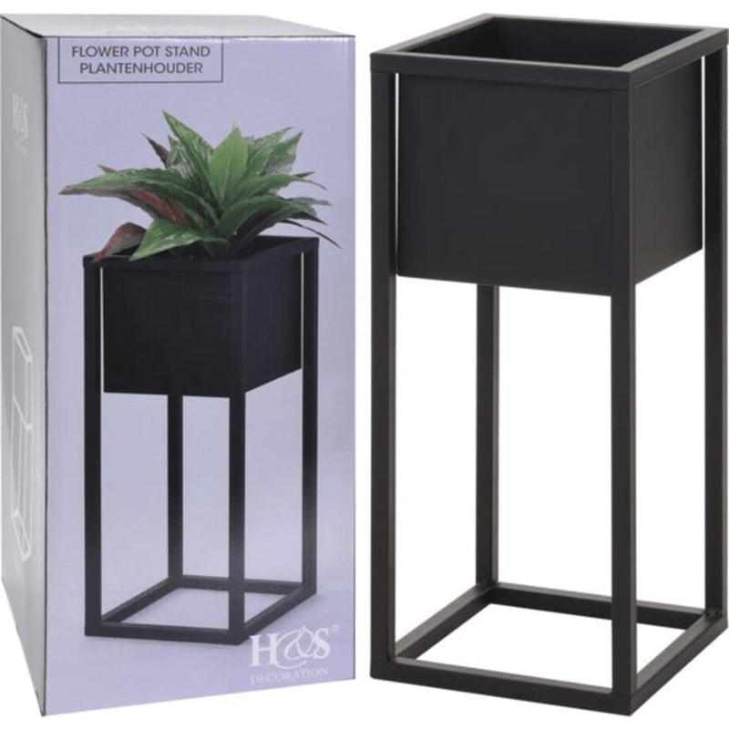Afbeelding laden in galerijviewer, H s collection bloempot op standaard 50 cm metaal zwart
