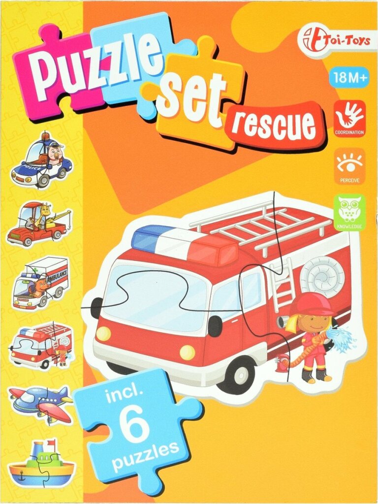 Afbeelding laden in galerijviewer, Toi-toys legpuzzel set hulpdiensten junior karton 15 stukjes
