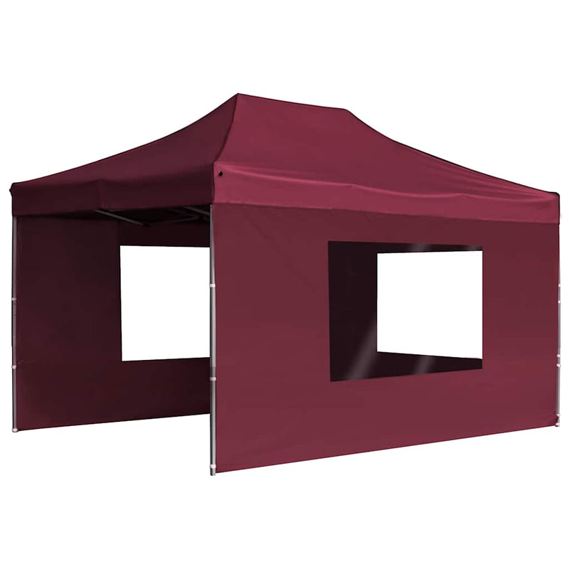 Afbeelding laden in galerijviewer, Vidaxl partytent inklapbaar met wanden 4,5x3 m aluminium wijnrood
