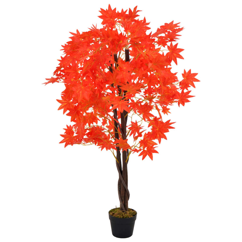 Afbeelding laden in galerijviewer, Vidaxl kunstplant met pot esdoorn 120 cm rood
