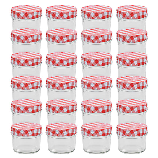 Vidaxl jampotten met wit met rode deksels 24 st 110 ml glas