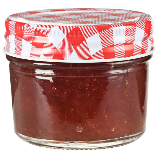 Vidaxl jampotten met wit met rode deksels 96 st 110 ml glas