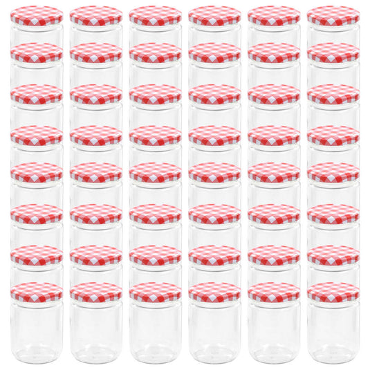 Vidaxl jampotten met wit met rode deksels 48 st 230 ml glas