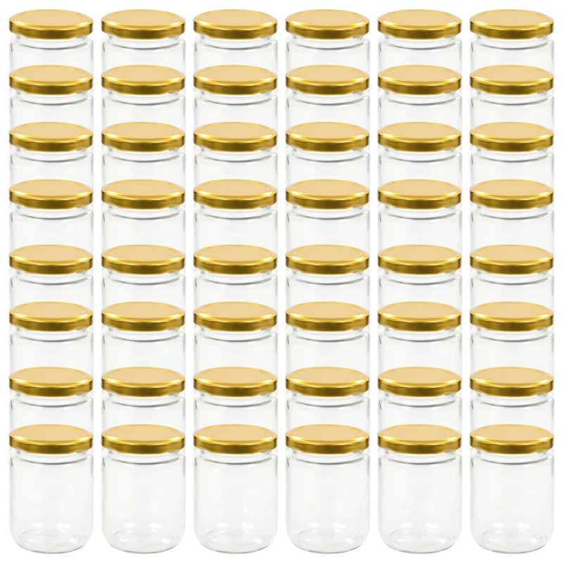 Afbeelding laden in galerijviewer, Vidaxl jampotten met goudkleurige deksels 48 st 230 ml glas
