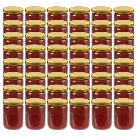 Vidaxl jampotten met goudkleurige deksels 48 st 230 ml glas