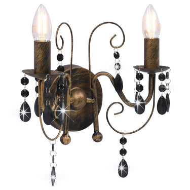 Vidaxl wandlamp met kralen 2xe14 antiekzwart