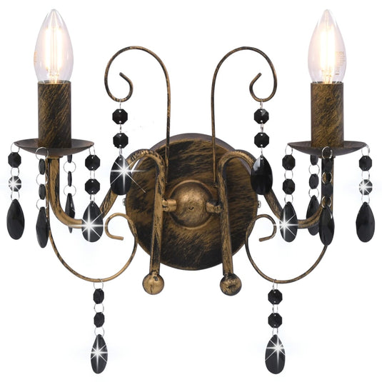 Vidaxl wandlamp met kralen 2xe14 antiekzwart