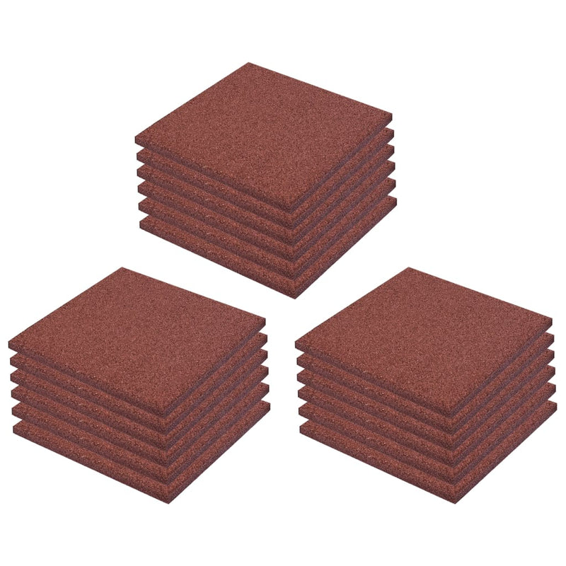 Afbeelding laden in galerijviewer, VidaXL Valtegels 18 st 50x50x3 cm rubber rood
