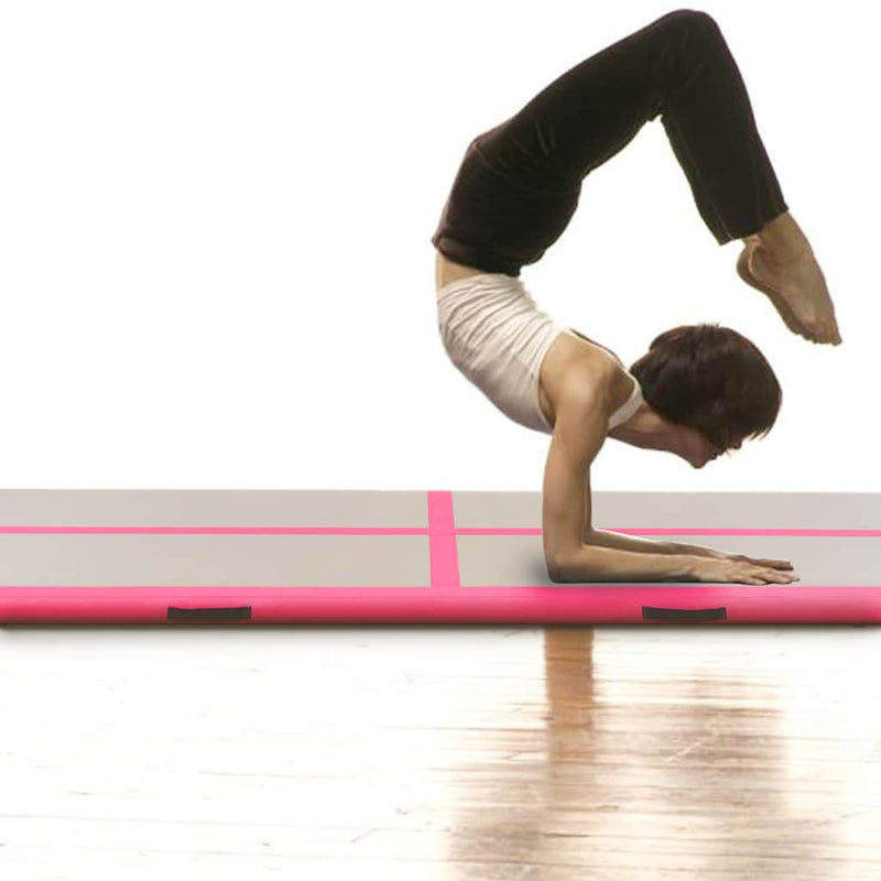 Afbeelding laden in galerijviewer, Vidaxl gymnastiekmat met pomp opblaasbaar 400x100x10 cm pvc roze
