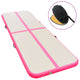 Vidaxl gymnastiekmat met pomp opblaasbaar 600x100x10 cm pvc roze