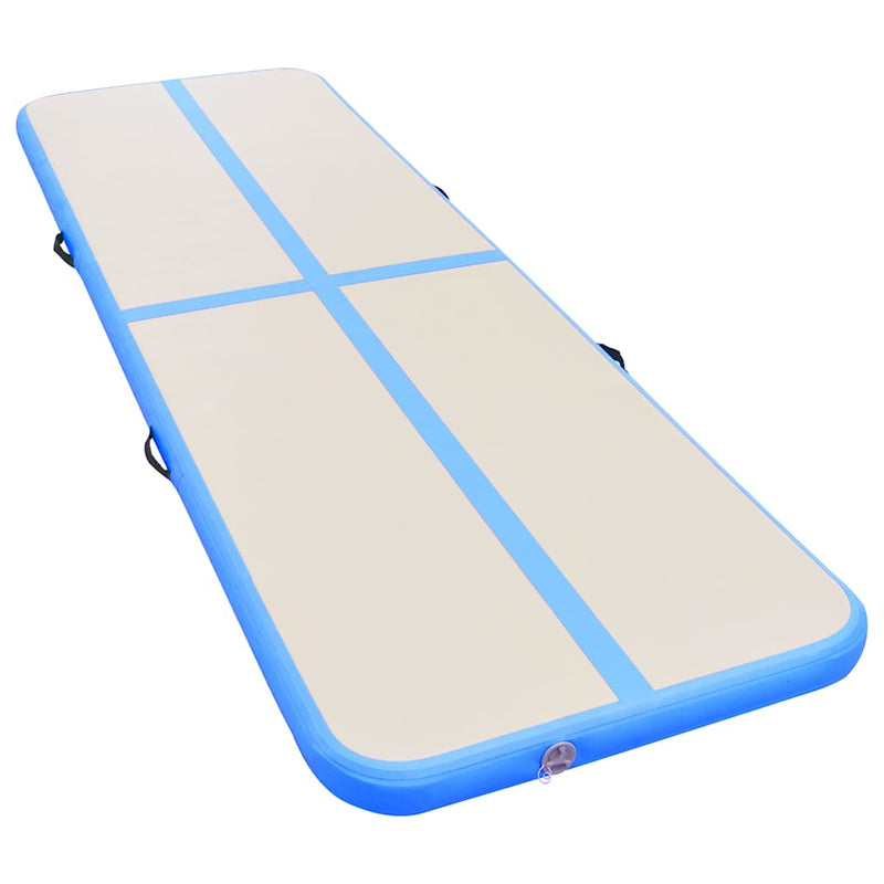 Afbeelding laden in galerijviewer, Vidaxl gymnastiekmat met pomp opblaasbaar 800x100x10 cm pvc blauw

