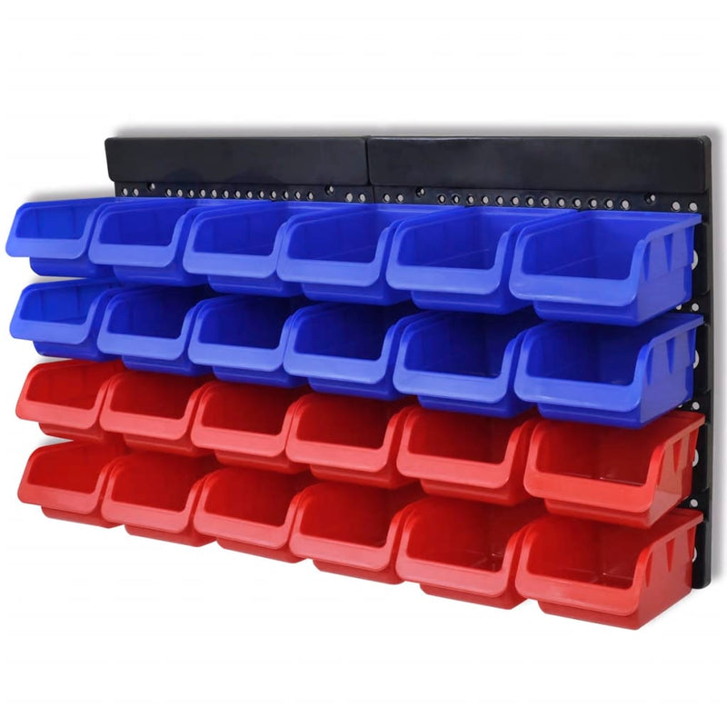 Afbeelding laden in galerijviewer, Vidaxl gereedschapsordeners wandgemonteerd blauw en rood 2 st
