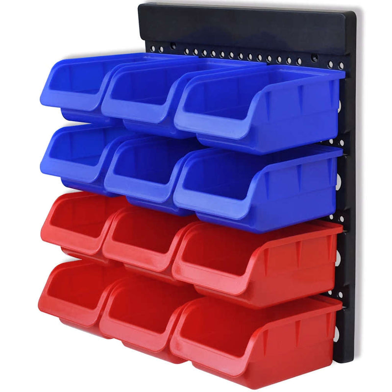 Afbeelding laden in galerijviewer, Vidaxl gereedschapsordeners wandgemonteerd blauw en rood 2 st
