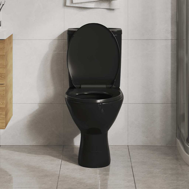 Afbeelding laden in galerijviewer, Vidaxl toiletbril soft-close met quick-release ontwerp zwart
