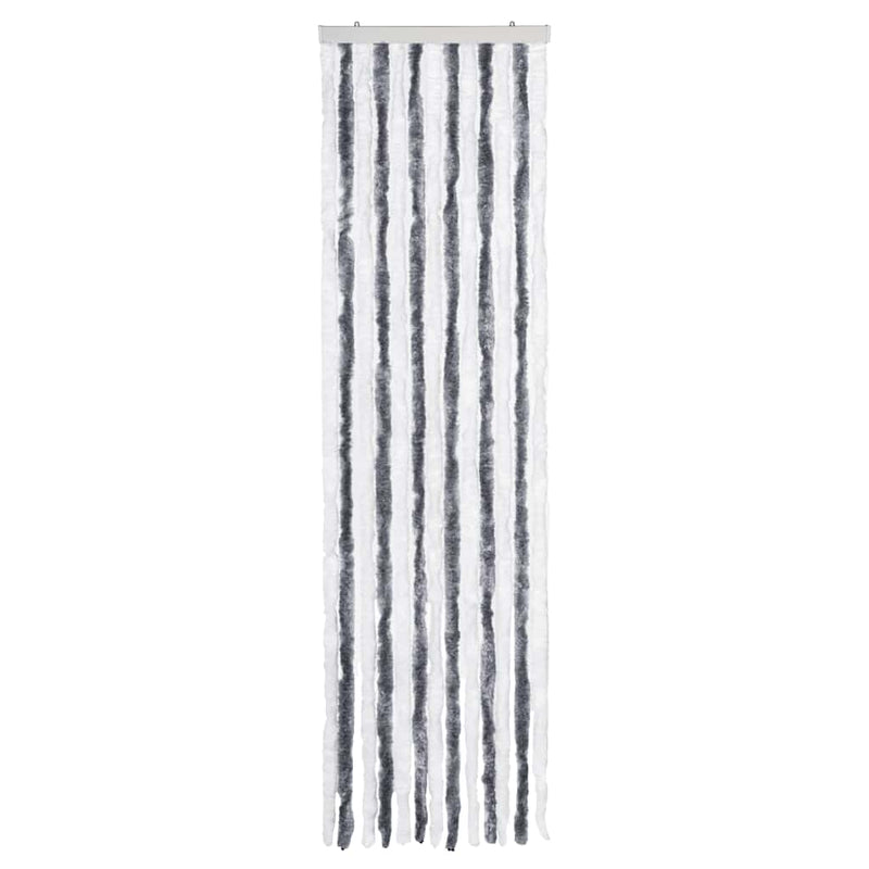 Afbeelding laden in galerijviewer, Vidaxl vliegengordijn 56x185 cm chenille grijs en wit
