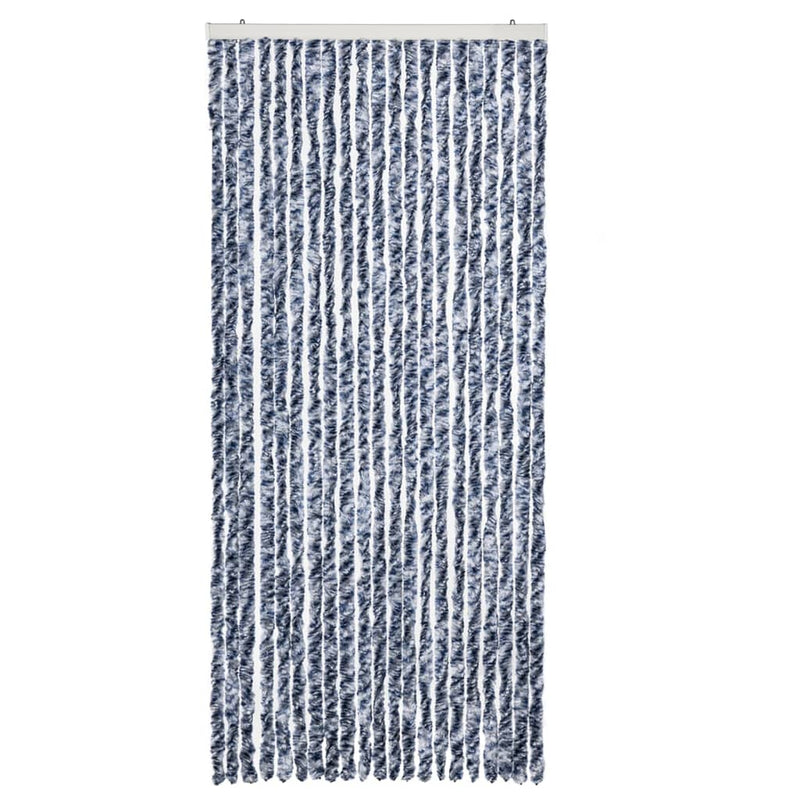 Afbeelding laden in galerijviewer, Vidaxl vliegengordijn 90x220 cm chenille blauw, wit en zilver

