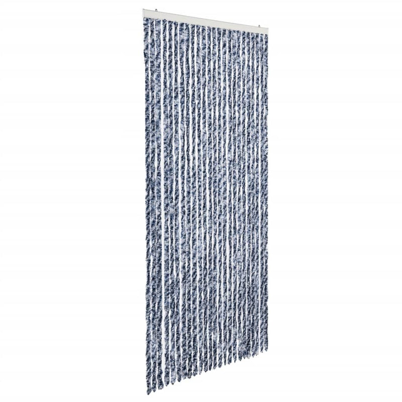 Afbeelding laden in galerijviewer, Vidaxl vliegengordijn 100x220 cm chenille blauw, wit en zilver
