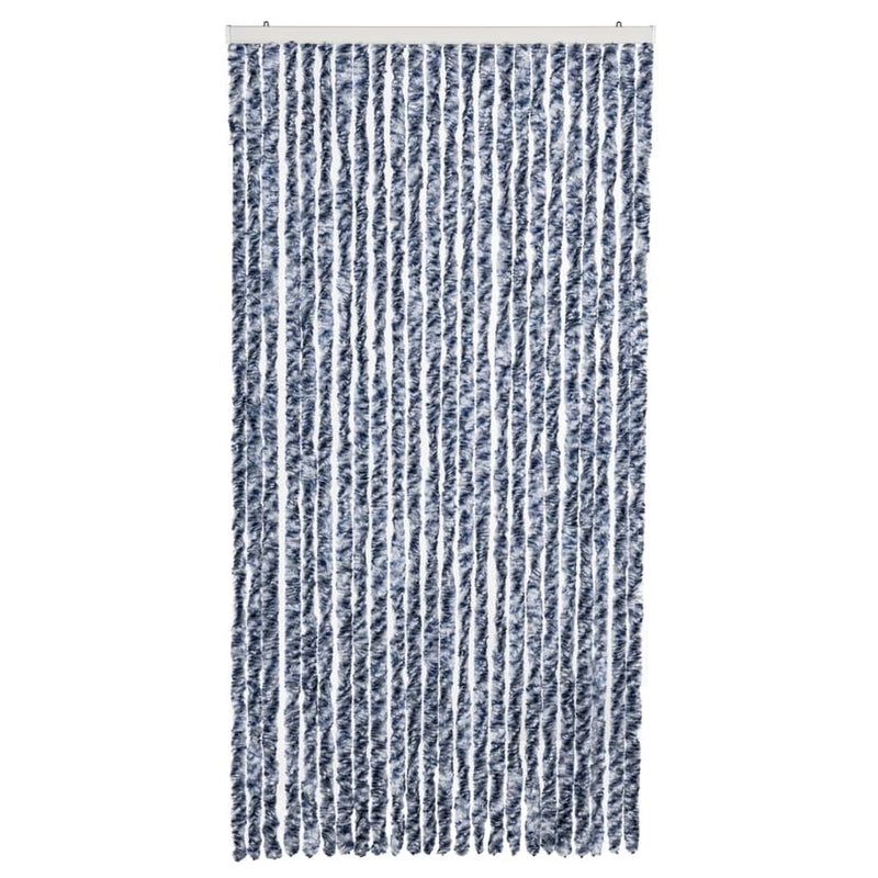 Afbeelding laden in galerijviewer, Vidaxl vliegengordijn 100x220 cm chenille blauw, wit en zilver

