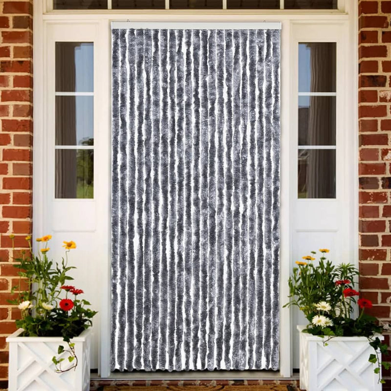 Afbeelding laden in galerijviewer, Vidaxl vliegengordijn 90x220 cm chenille zilverkleurig
