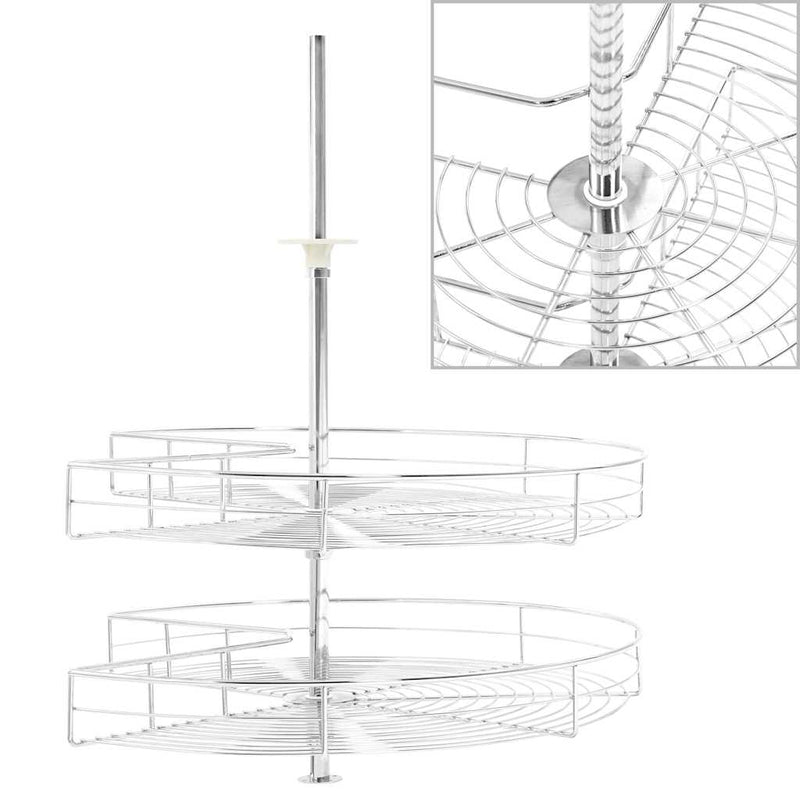 Afbeelding laden in galerijviewer, Vidaxl draadmand keuken 2-laags 270 graden 71x71x80 cm zilverkleurig
